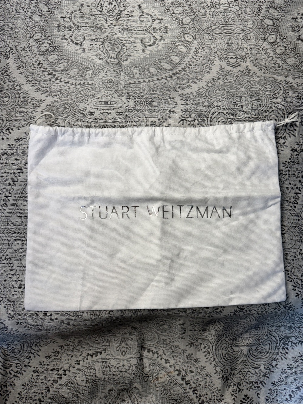 Stuart Weitzman White Drawstring Dust Bag - 10x14